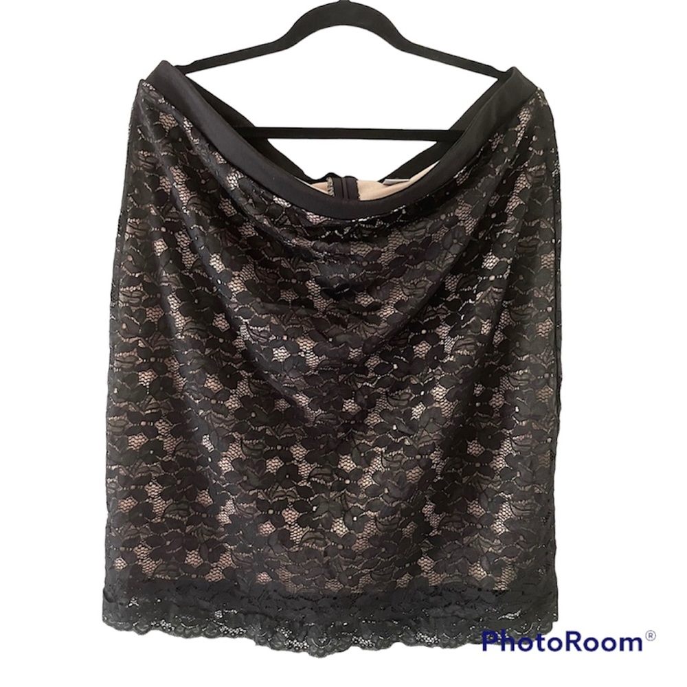 Vintage Dots Black Lace Pencil Skirt Women’s Size 2X